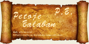 Petoje Balaban vizit kartica